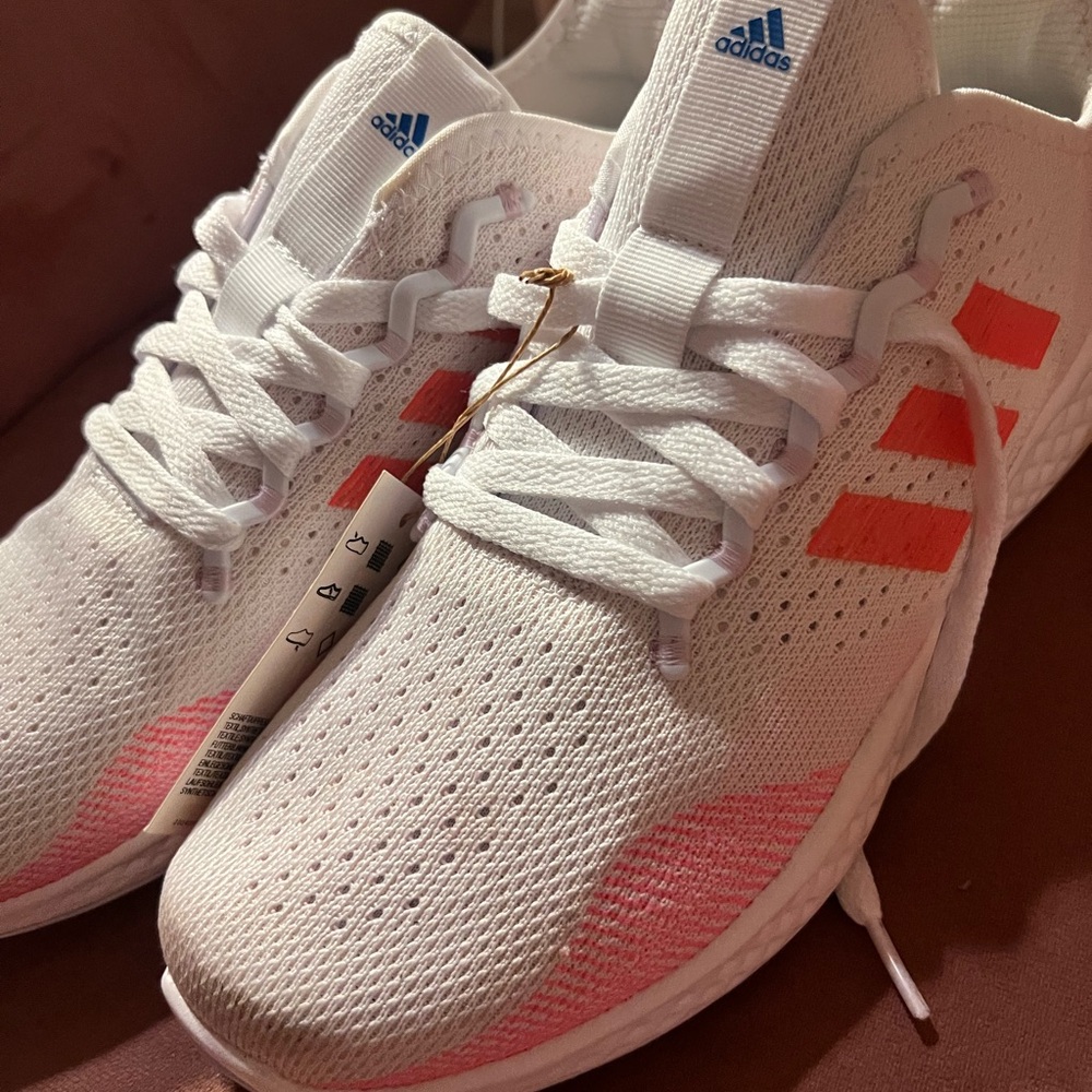 Adidas Women's White and Coral Athletic Shoes